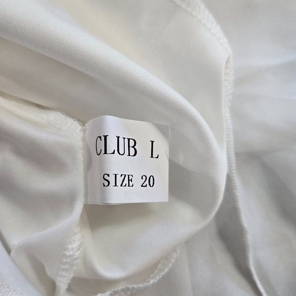 Club L Dress Women's 20 Cream - White Mini Sleeveless Sheer Lined Flowers Ruffle - Picture 7 of 16